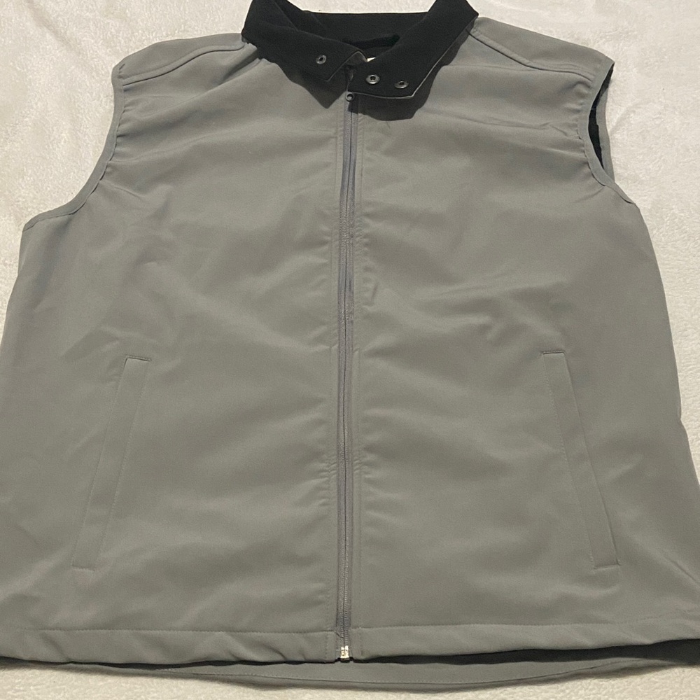 St. John's Bay Gray Vest with Black Collar